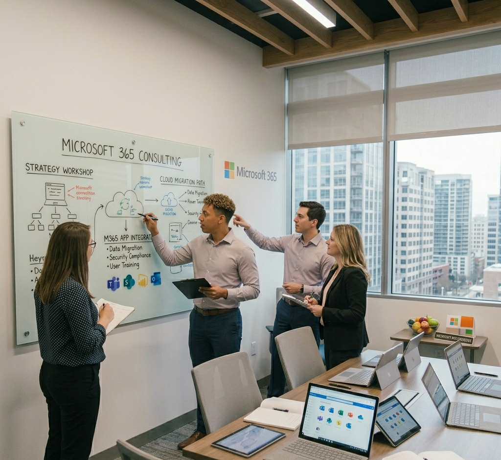 Las Vegas business professionals using Microsoft 365 tools with expert consulting and support services.