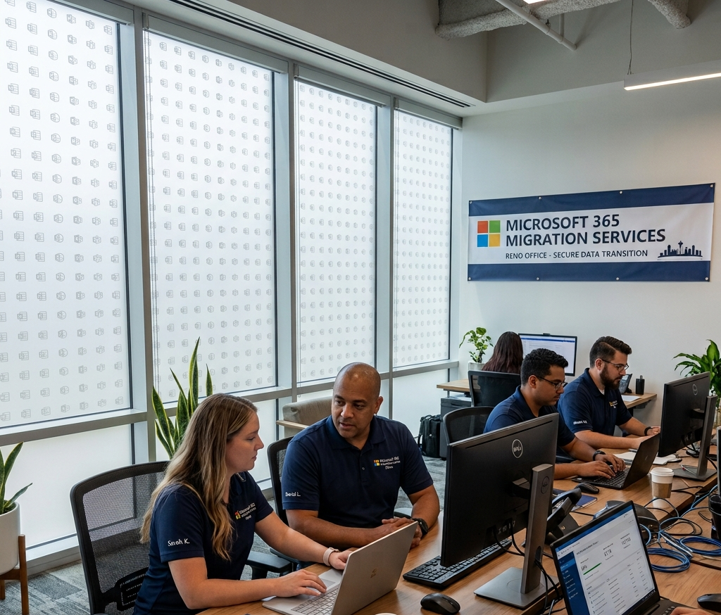 Business team upgrading to Microsoft 365 with expert migration services in Reno, NV.
