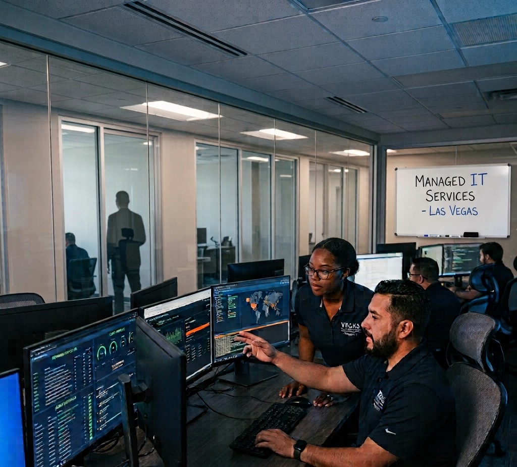 Las Vegas business employees working together with managed IT support.