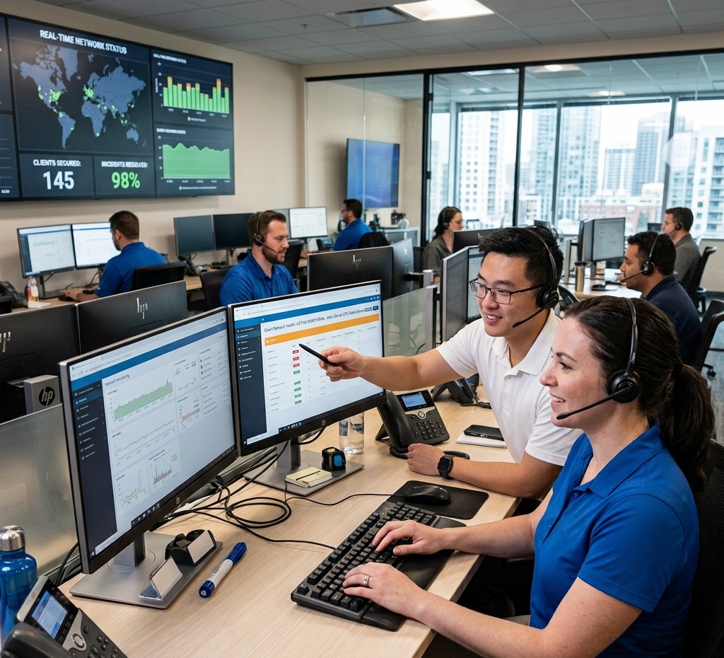 Dallas IT professionals working together to support business operations.