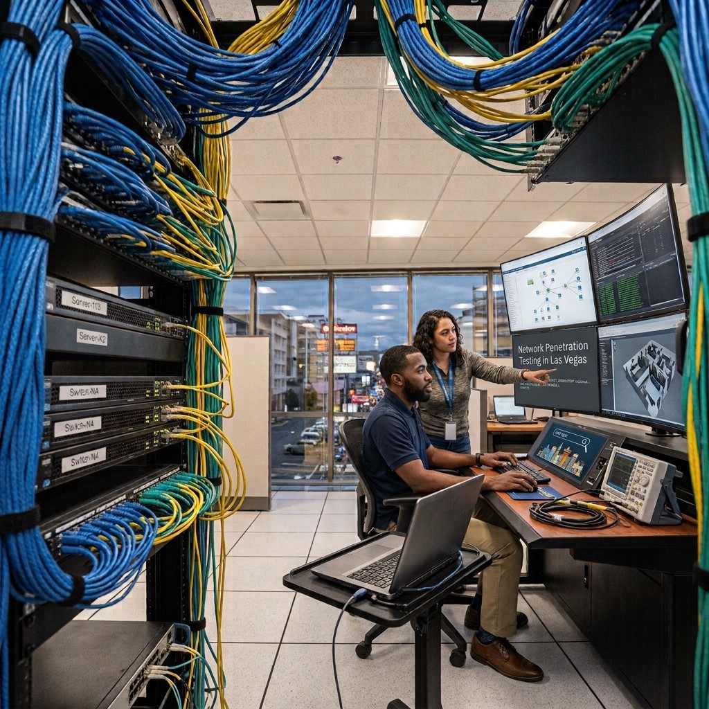IT security professionals performing a network penetration test.